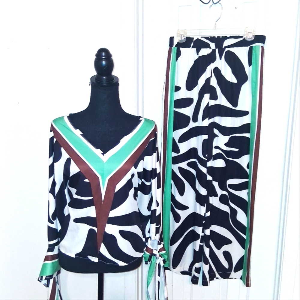 Chic Zebra Print Top and Skirt Set